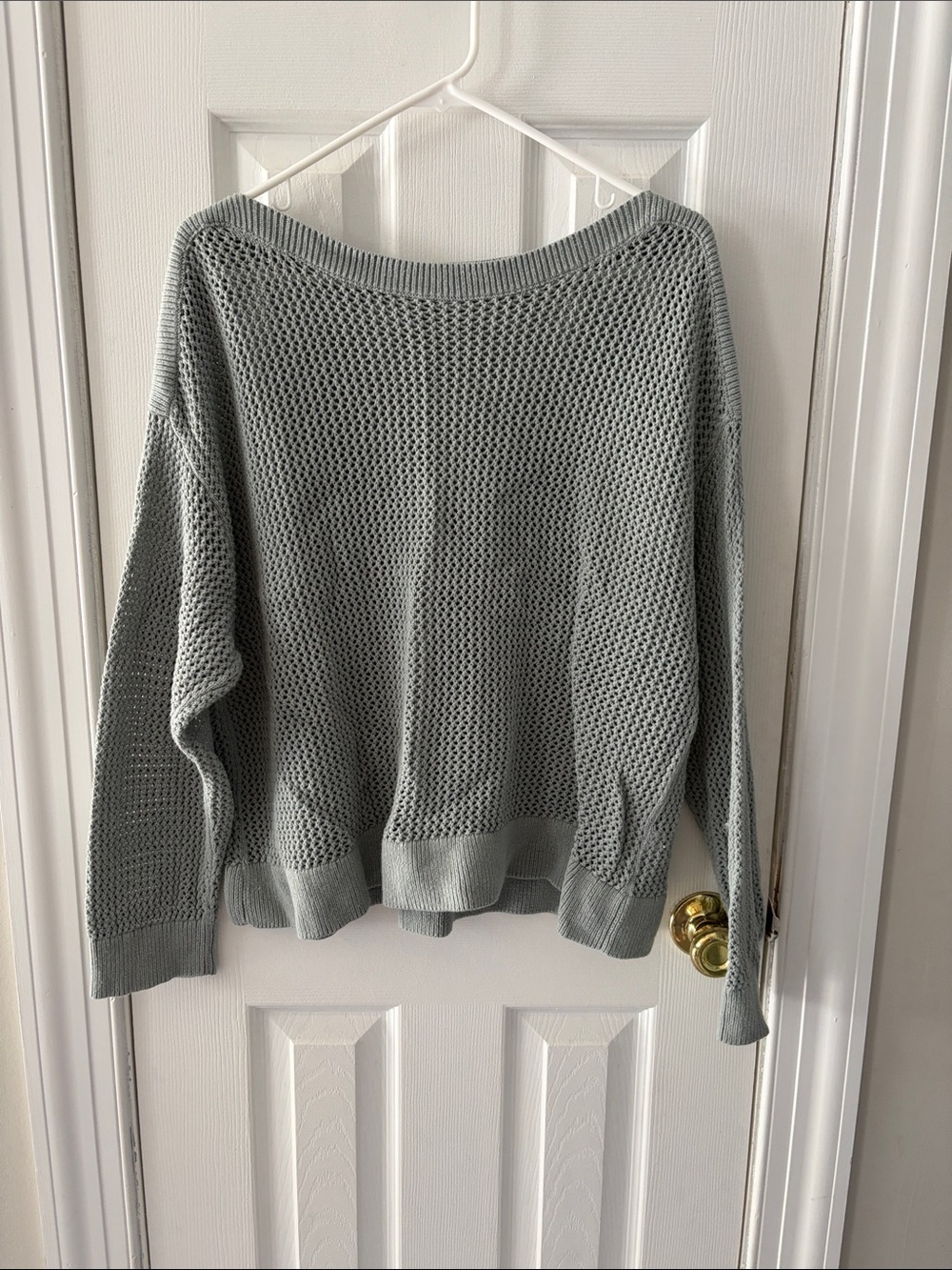 Old Navy Sage Open-Weave Crop Crewneck Sweater